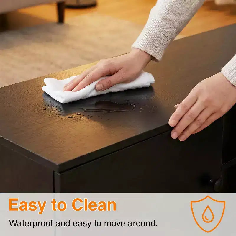 Meuble TV Bestmassage pour téléviseur à écran plat de 55 pouces, console média en bois robuste avec étagère réglable