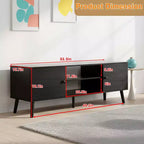 Meuble TV Bestmassage pour téléviseur à écran plat de 55 pouces, console média en bois robuste avec étagère réglable