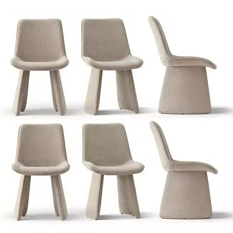Lot de 6 chaises de salle à manger modernes entièrement rembourrées avec silhouette sculpturale, chaises d'appoint sans accoudoirs rembourrées douces pour salle à manger ou cuisine-Panipeachy