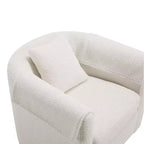 Fauteuil pivotant moderne Okak avec pouf, Fauteuil club en chenille avec coussin de dossier amovible et 2 housses d'accoudoirs, Fauteuil de lecture