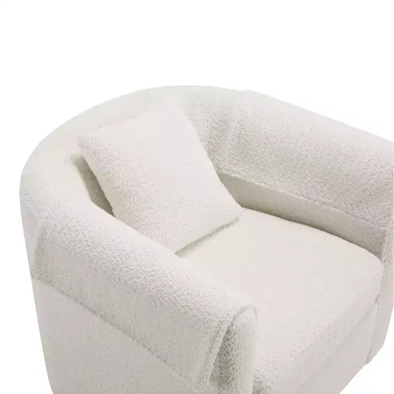 Fauteuil pivotant moderne Okak avec pouf, Fauteuil club en chenille avec coussin de dossier amovible et 2 housses d'accoudoirs, Fauteuil de lecture