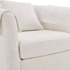 Fauteuil pivotant moderne Okak avec pouf, Fauteuil club en chenille avec coussin de dossier amovible et 2 housses d'accoudoirs, Fauteuil de lecture