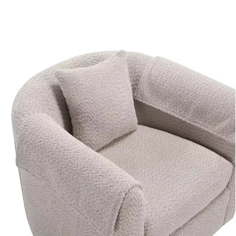 Fauteuil pivotant moderne Okak avec pouf, Fauteuil club en chenille avec coussin de dossier amovible et 2 housses d'accoudoirs, Fauteuil de lecture