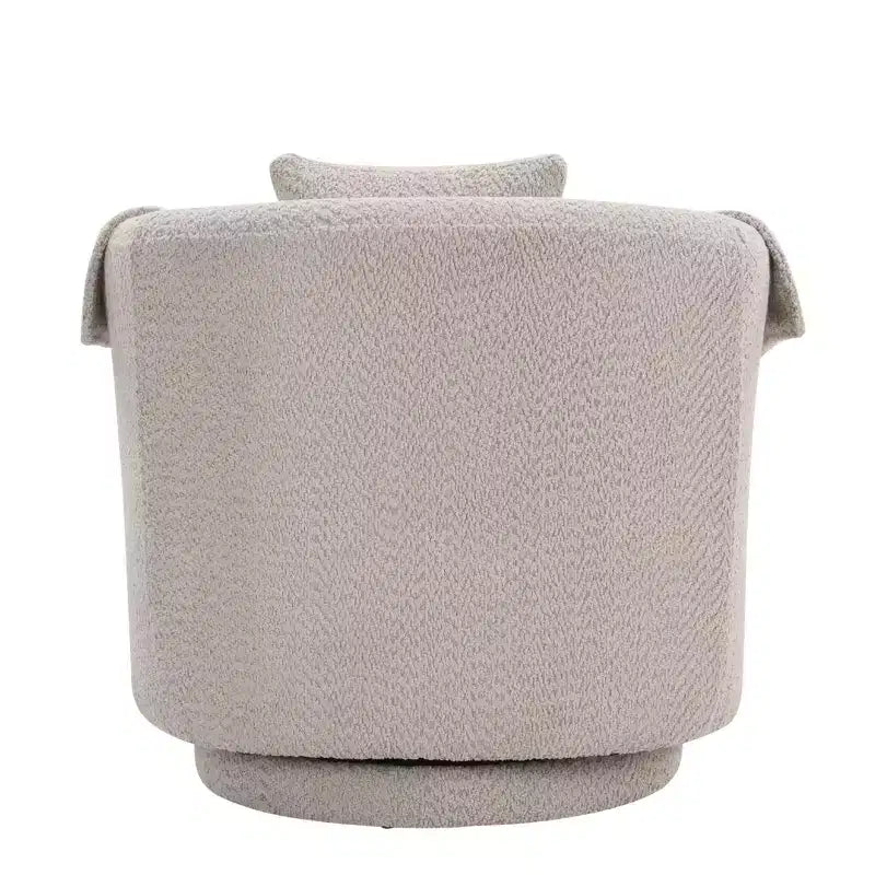 Fauteuil pivotant moderne Okak avec pouf, Fauteuil club en chenille avec coussin de dossier amovible et 2 housses d'accoudoirs, Fauteuil de lecture