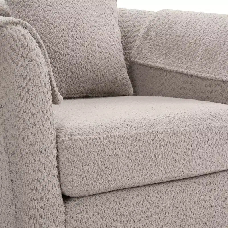 Fauteuil pivotant moderne Okak avec pouf, Fauteuil club en chenille avec coussin de dossier amovible et 2 housses d'accoudoirs, Fauteuil de lecture