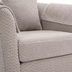Fauteuil pivotant moderne Okak avec pouf, Fauteuil club en chenille avec coussin de dossier amovible et 2 housses d'accoudoirs, Fauteuil de lecture