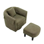 Fauteuil pivotant moderne Okak avec pouf, Fauteuil club en chenille avec coussin de dossier amovible et 2 housses d'accoudoirs, Fauteuil de lecture