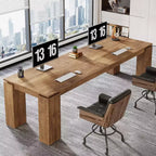 Bureau double Lantine de 86 pouces, poste de travail informatique moderne pour deux personnes et table extra-longue pour le bureau à domicile