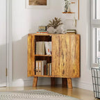 Meuble d'angle cannelé, Armoire de salle de bain autoportante avec étagère réglable, Meuble de rangement étroit pour cuisine, salon et salle de bain