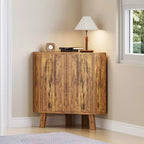 Meuble d'angle cannelé, Armoire de salle de bain autoportante avec étagère réglable, Meuble de rangement étroit pour cuisine, salon et salle de bain