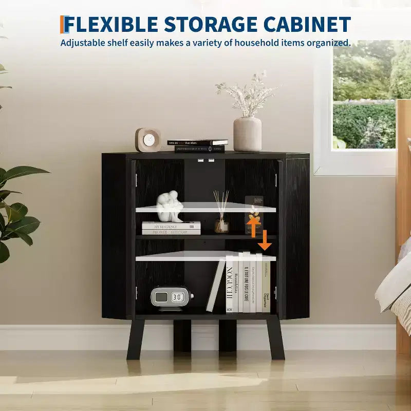 Meuble d'angle cannelé, Armoire de salle de bain autoportante avec étagère réglable, Meuble de rangement étroit pour cuisine, salon et salle de bain