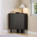 Meuble d'angle cannelé, Armoire de salle de bain autoportante avec étagère réglable, Meuble de rangement étroit pour cuisine, salon et salle de bain