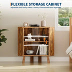 Meuble d'angle cannelé, Armoire de salle de bain autoportante avec étagère réglable, Meuble de rangement étroit pour cuisine, salon et salle de bain