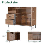 JVNOXK Meuble de rangement pour disques de style médiéval moderne avec tiroirs Combinaison de rangement fonctionnel, peut contenir plus de 500 albums Meuble audio robuste en bois et métal