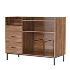 JVNOXK Meuble de rangement pour disques de style médiéval moderne avec tiroirs Combinaison de rangement fonctionnel, peut contenir plus de 500 albums Meuble audio robuste en bois et métal