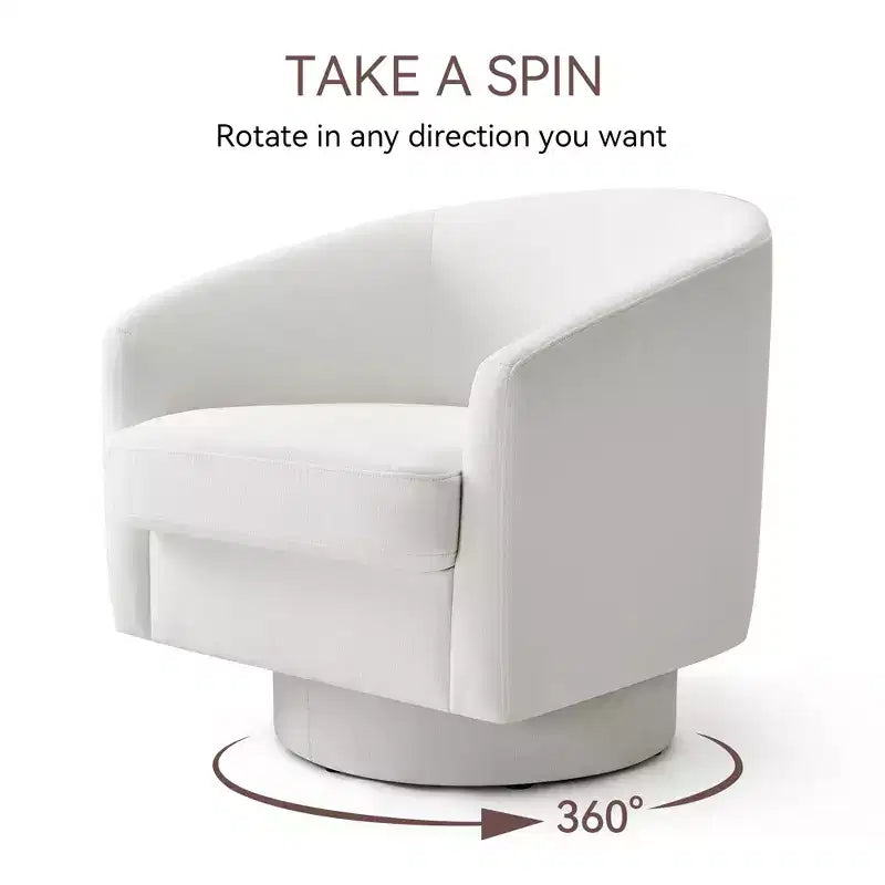 Fauteuil pivotant Dyonery, Fauteuil d'appoint moderne rembourré, Fauteuil de lecture confortable à 360° pour salon et chambre à coucher, Entièrement assemblé