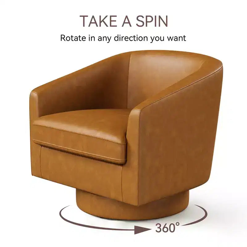 Fauteuil pivotant Dyonery, Fauteuil d'appoint moderne rembourré, Fauteuil de lecture confortable à 360° pour salon et chambre à coucher, Entièrement assemblé