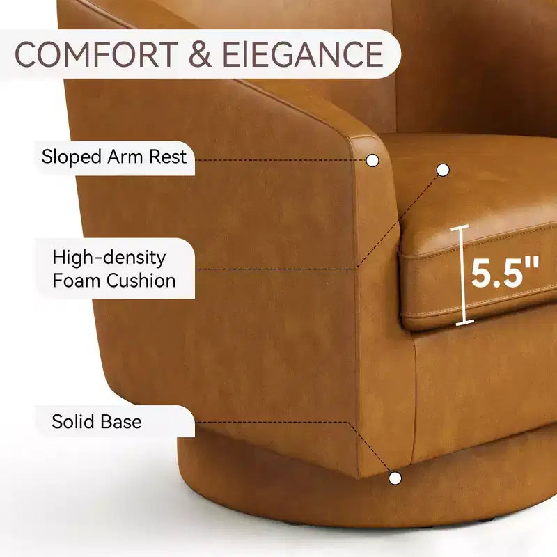 Fauteuil pivotant Dyonery, Fauteuil d'appoint moderne rembourré, Fauteuil de lecture confortable à 360° pour salon et chambre à coucher, Entièrement assemblé