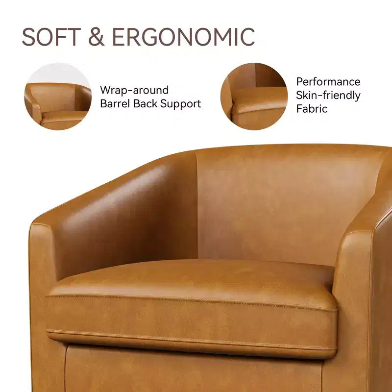 Fauteuil pivotant Dyonery, Fauteuil d'appoint moderne rembourré, Fauteuil de lecture confortable à 360° pour salon et chambre à coucher, Entièrement assemblé