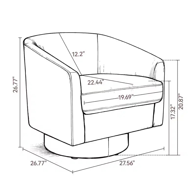 Fauteuil pivotant Dyonery, Fauteuil d'appoint moderne rembourré, Fauteuil de lecture confortable à 360° pour salon et chambre à coucher, Entièrement assemblé