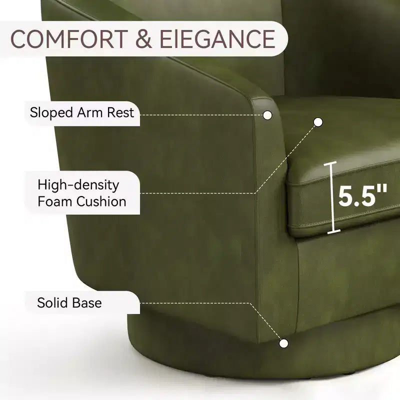 Fauteuil pivotant Dyonery, Fauteuil d'appoint moderne rembourré, Fauteuil de lecture confortable à 360° pour salon et chambre à coucher, Entièrement assemblé