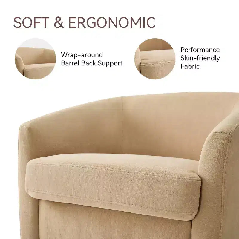 Fauteuil pivotant Dyonery, Fauteuil d'appoint moderne rembourré, Fauteuil de lecture confortable à 360° pour salon et chambre à coucher, Entièrement assemblé