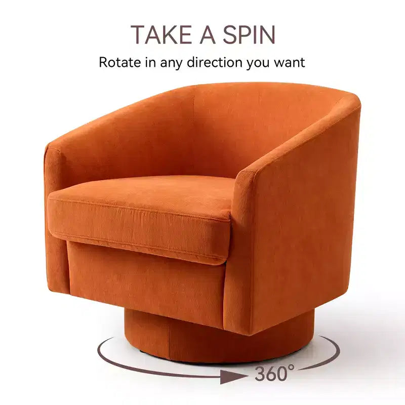 Fauteuil pivotant Dyonery, Fauteuil d'appoint moderne rembourré, Fauteuil de lecture confortable à 360° pour salon et chambre à coucher, Entièrement assemblé