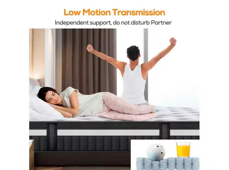 Matelas hybride Queen 14 po en boîte avec mousse mémoire en gel, sensation moyenne, soulagement de la pression, doux pour la peau, isolation des mouvements, certifié CertiPUR-US