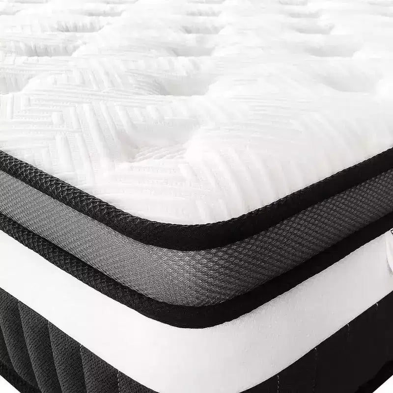Matelas hybride en boîte 14 po King avec mousse à mémoire de forme au gel, fermeté moyenne, soulagement de la pression, doux pour la peau, isolation des mouvements, certifié CertiPUR-US