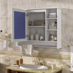 Meuble haut de salle de bain de 91 cm, armoire à pharmacie murale avec porte-serviettes et étagères ouvertes, meuble de rangement mural flottant au-dessus des toilettes pour la salle de bain