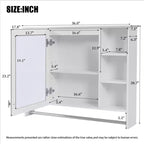 Meuble haut de salle de bain de 91 cm, armoire à pharmacie murale avec porte-serviettes et étagères ouvertes, meuble de rangement mural flottant au-dessus des toilettes pour la salle de bain