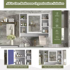 Meuble haut de salle de bain de 91 cm, armoire à pharmacie murale avec porte-serviettes et étagères ouvertes, meuble de rangement mural flottant au-dessus des toilettes pour la salle de bain