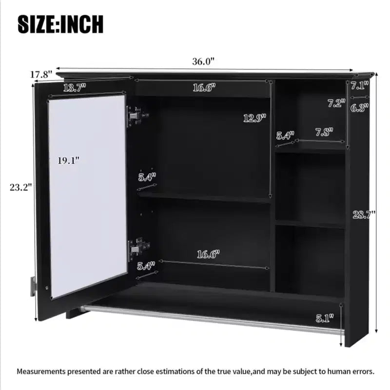Meuble haut de salle de bain de 91 cm, armoire à pharmacie murale avec porte-serviettes et étagères ouvertes, meuble de rangement mural flottant au-dessus des toilettes pour la salle de bain