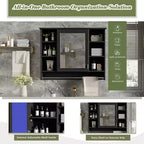 Meuble haut de salle de bain de 91 cm, armoire à pharmacie murale avec porte-serviettes et étagères ouvertes, meuble de rangement mural flottant au-dessus des toilettes pour la salle de bain