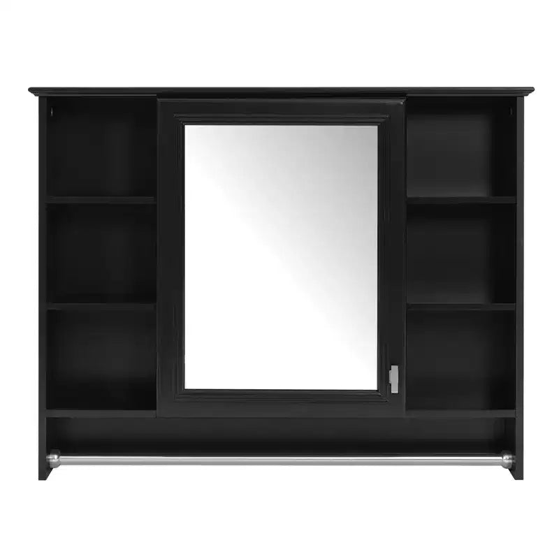 Meuble haut de salle de bain de 91 cm, armoire à pharmacie murale avec porte-serviettes et étagères ouvertes, meuble de rangement mural flottant au-dessus des toilettes pour la salle de bain