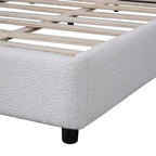 Lit Plateforme Rembourré Queen/King Size avec Tête de Lit Rembourrée Courbe et Arrondie, Blanc - ModernLuxe