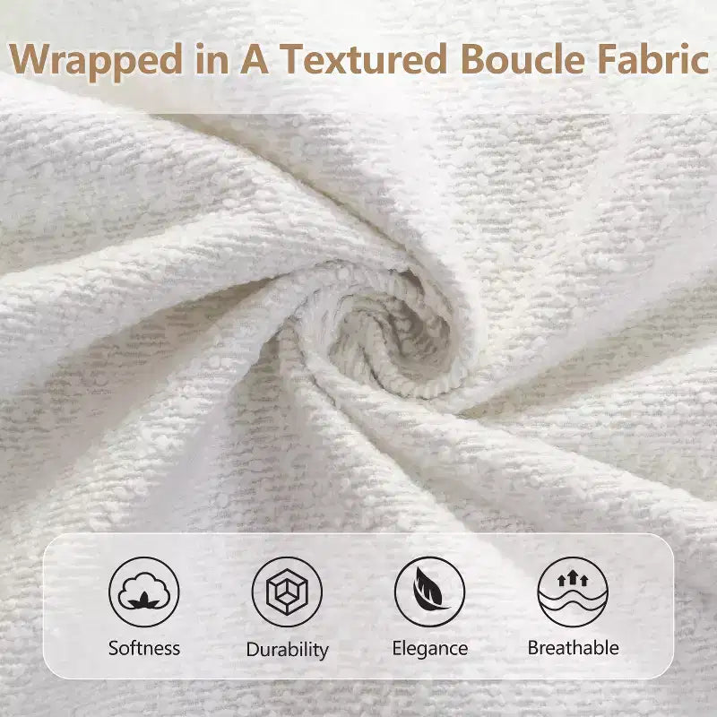 Lit Plateforme Rembourré Queen/King Size avec Tête de Lit Rembourrée Courbe et Arrondie, Blanc - ModernLuxe