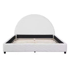 Lit Plateforme Rembourré Queen/King Size avec Tête de Lit Rembourrée Courbe et Arrondie, Blanc - ModernLuxe