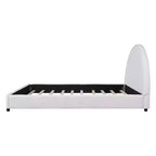 Lit Plateforme Rembourré Queen/King Size avec Tête de Lit Rembourrée Courbe et Arrondie, Blanc - ModernLuxe