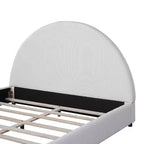 Lit Plateforme Rembourré Queen/King Size avec Tête de Lit Rembourrée Courbe et Arrondie, Blanc - ModernLuxe
