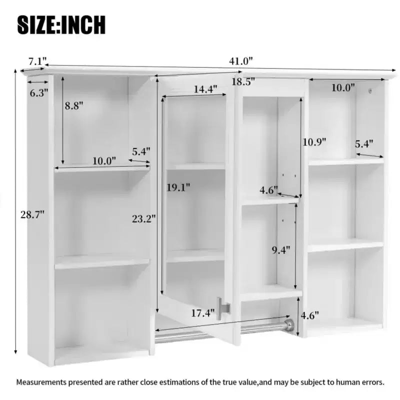 Meuble haut de salle de bain de 104 cm, armoire à pharmacie murale avec porte-serviettes et étagères ouvertes, meuble de rangement suspendu au-dessus des toilettes pour salle de bain