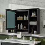 Meuble haut de salle de bain de 104 cm, armoire à pharmacie murale avec porte-serviettes et étagères ouvertes, meuble de rangement suspendu au-dessus des toilettes pour salle de bain