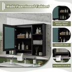 Meuble haut de salle de bain de 104 cm, armoire à pharmacie murale avec porte-serviettes et étagères ouvertes, meuble de rangement suspendu au-dessus des toilettes pour salle de bain