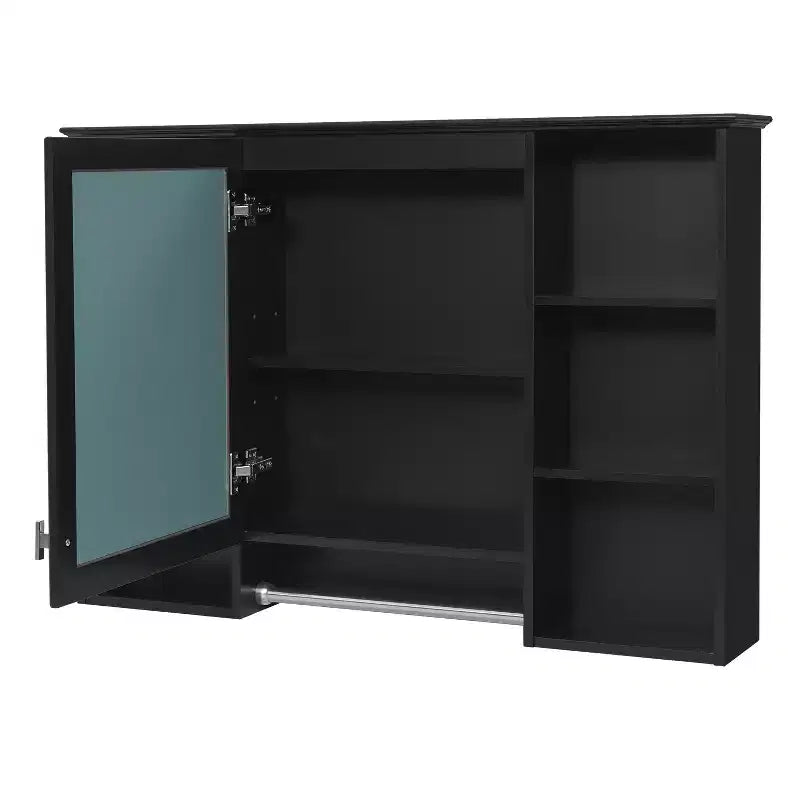 Meuble haut de salle de bain de 104 cm, armoire à pharmacie murale avec porte-serviettes et étagères ouvertes, meuble de rangement suspendu au-dessus des toilettes pour salle de bain