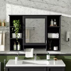 41 Inch Bathroom Wall Cabinet, Wall Mounted Medicine Cabinet with Towel Rack & Open Shelves, Over Toilet Floating Storage Cabinet for Bathroom