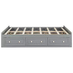Lits Queen avec 6 tiroirs de rangement, Cadre de lit plateforme Queen en bois rustique sans tête de lit, Gris