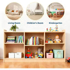 Meuble de rangement 6 compartiments pour jouets et livres avec séparateurs réglables, bibliothèque pour enfants en finition naturelle pour salles de jeux et salles de classe