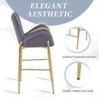 Tabourets de bar de luxe en velours TUYOHW 28H, lot de 2, tabourets de bar élégants avec pieds et repose-pieds dorés, fauteuil haut pour îlot de cuisine, capacité de 120 kg