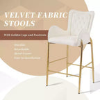 Tabourets de bar de luxe en velours TUYOHW 28H, lot de 2, tabourets de bar élégants avec pieds et repose-pieds dorés, fauteuil haut pour îlot de cuisine, capacité de 120 kg