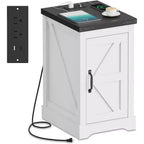 Table de chevet industrielle avec station de charge, Table de nuit de style ferme pour chambre moderne, Ports USB et prises de courant